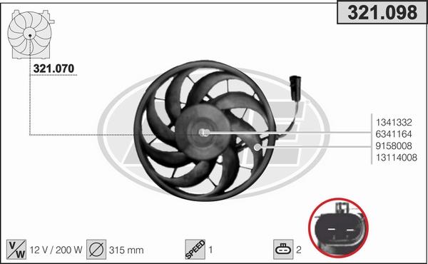 AHE 321.098 - Ventilateur, refroidissement du moteur cwaw.fr