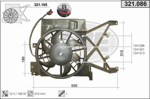 AHE 321.086 - Ventilateur, refroidissement du moteur cwaw.fr