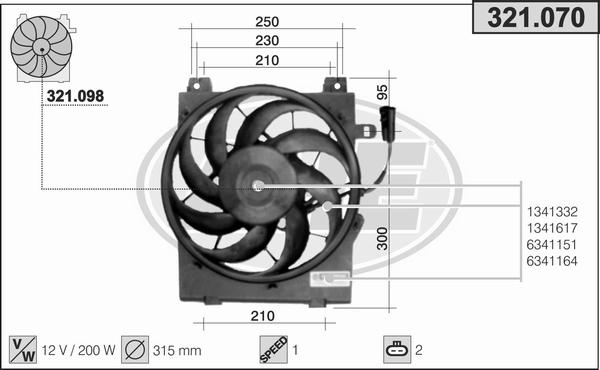 AHE 321.070 - Ventilateur, refroidissement du moteur cwaw.fr