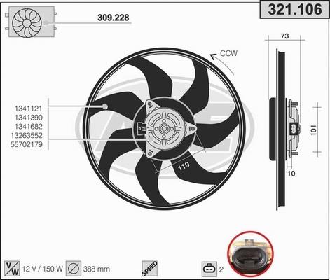 AHE 321.106 - Ventilateur, refroidissement du moteur cwaw.fr