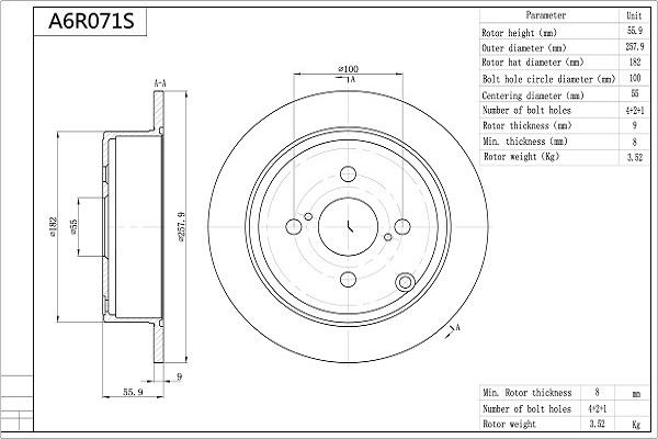 AISIN A6R071S - Disque de frein cwaw.fr