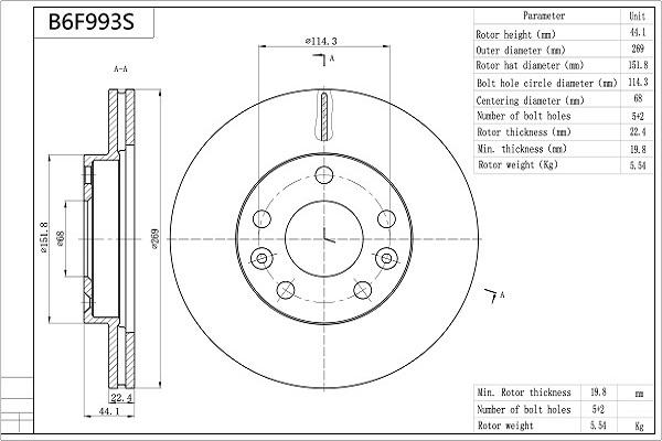 AISIN B6F993S - Disque de frein cwaw.fr