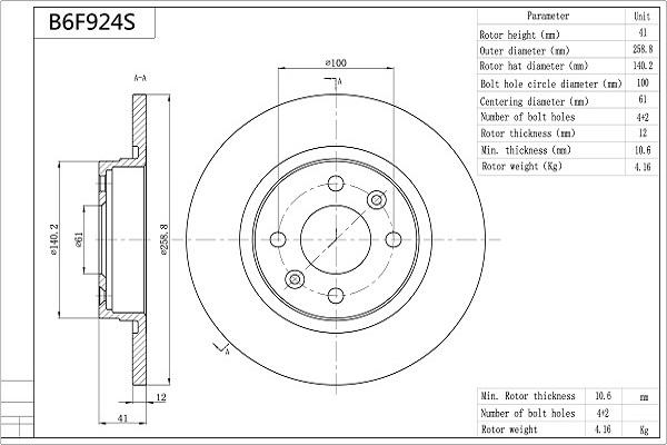 AISIN B6F924S - Disque de frein cwaw.fr