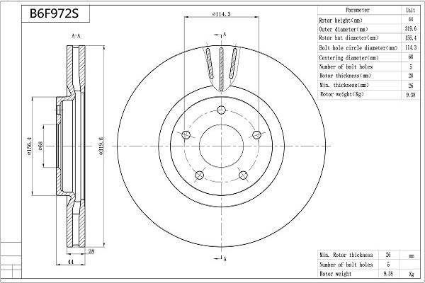 AISIN B6F972S - Disque de frein cwaw.fr