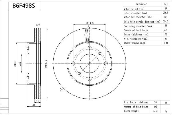 AISIN B6F498S - Disque de frein cwaw.fr