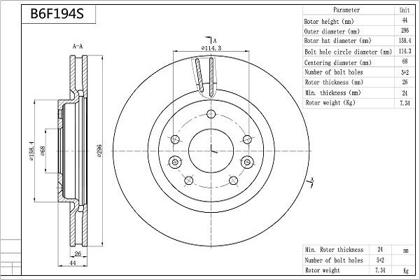 AISIN B6F194S - Disque de frein cwaw.fr