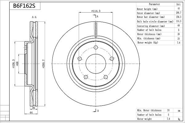 AISIN B6F162S - Disque de frein cwaw.fr