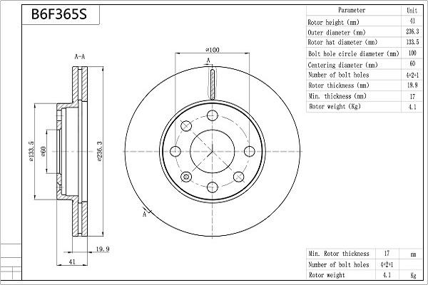 AISIN B6F365S - Disque de frein cwaw.fr