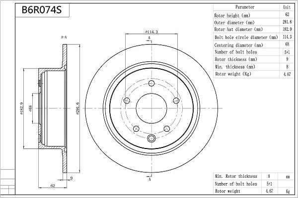 AISIN B6R074S - Disque de frein cwaw.fr