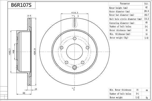 AISIN B6R107S - Disque de frein cwaw.fr