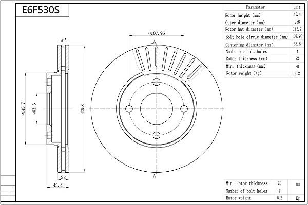 AISIN E6F530S - Disque de frein cwaw.fr