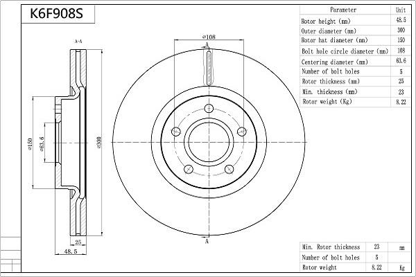 AISIN K6F908S - Disque de frein cwaw.fr