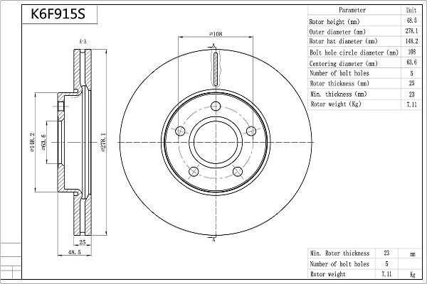 AISIN K6F915S - Disque de frein cwaw.fr