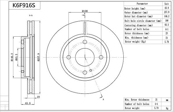 AISIN K6F916S - Disque de frein cwaw.fr