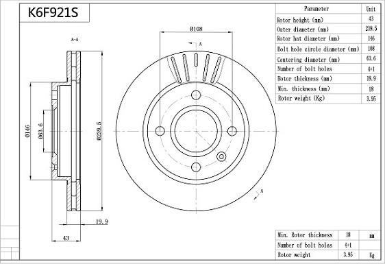 AISIN K6F921S - Disque de frein cwaw.fr