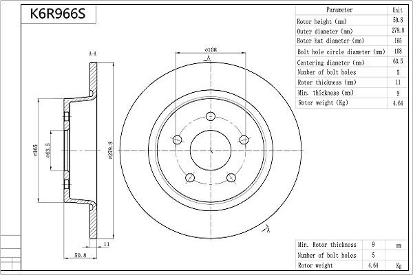 AISIN K6R966S - Disque de frein cwaw.fr