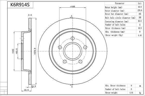 AISIN K6R914S - Disque de frein cwaw.fr