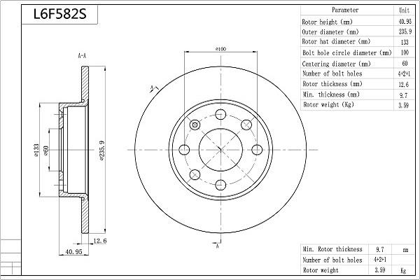 AISIN L6F582S - Disque de frein cwaw.fr