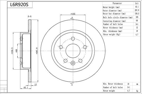 AISIN L6R920S - Disque de frein cwaw.fr