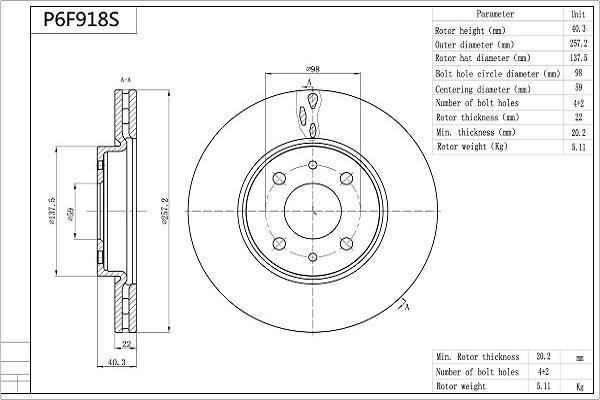 AISIN P6F918S - Disque de frein cwaw.fr