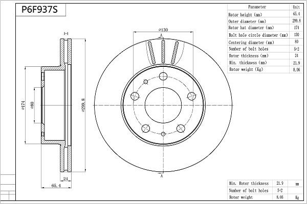 AISIN P6F937S - Disque de frein cwaw.fr