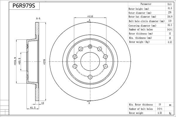 AISIN P6R979S - Disque de frein cwaw.fr