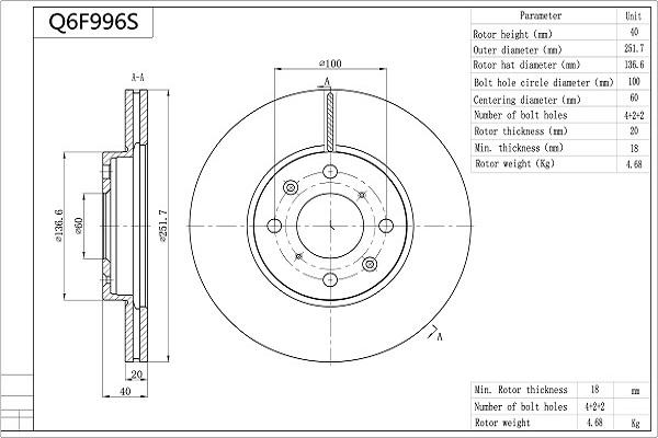 AISIN Q6F996S - Disque de frein cwaw.fr