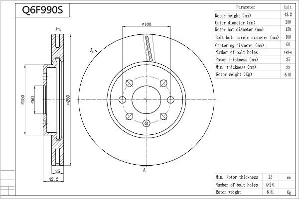 AISIN Q6F990S - Disque de frein cwaw.fr