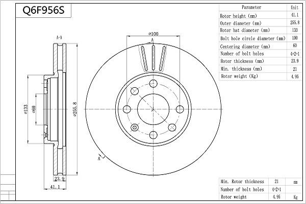 AISIN Q6F956S - Disque de frein cwaw.fr