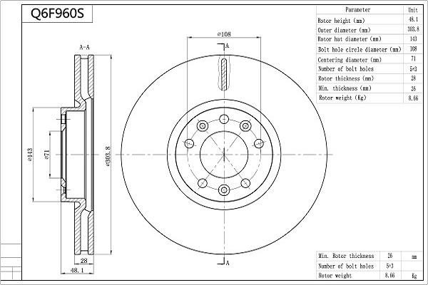 AISIN Q6F960S - Disque de frein cwaw.fr