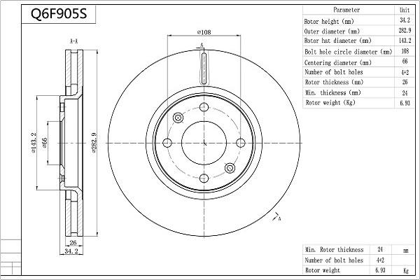 AISIN Q6F905S - Disque de frein cwaw.fr