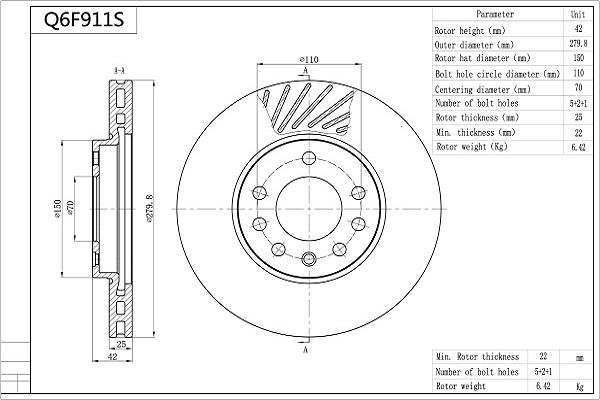 AISIN Q6F911S - Disque de frein cwaw.fr