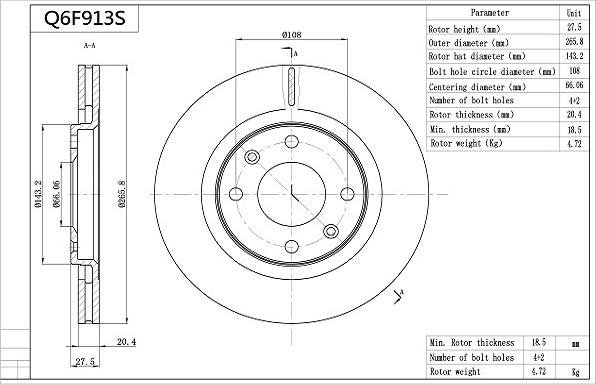 AISIN Q6F913S - Disque de frein cwaw.fr