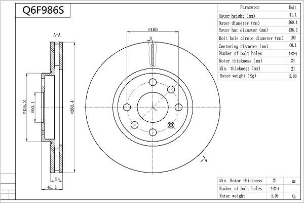 AISIN Q6F986S - Disque de frein cwaw.fr