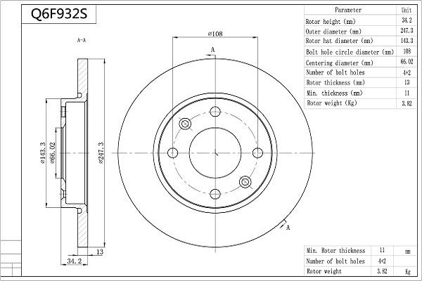 AISIN Q6F932S - Disque de frein cwaw.fr