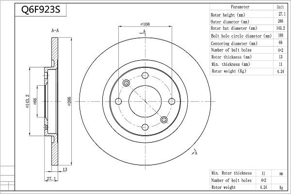 AISIN Q6F923S - Disque de frein cwaw.fr