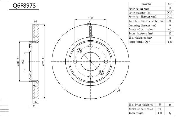 AISIN Q6F897S - Disque de frein cwaw.fr