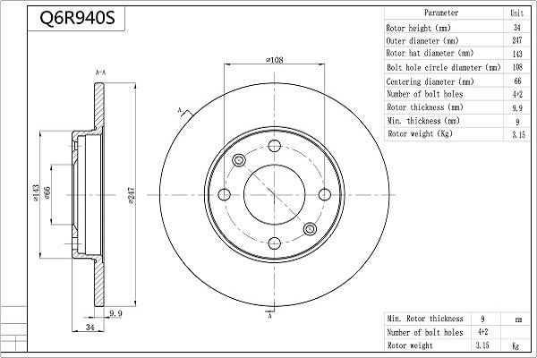 AISIN Q6R940S - Disque de frein cwaw.fr