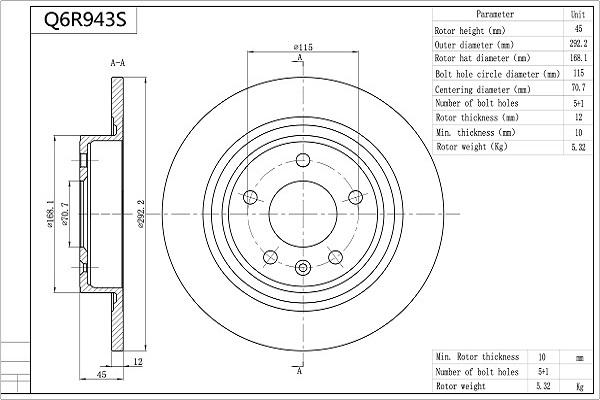 AISIN Q6R943S - Disque de frein cwaw.fr