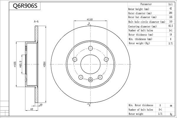 AISIN Q6R906S - Disque de frein cwaw.fr