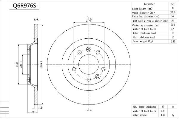 AISIN Q6R976S - Disque de frein cwaw.fr