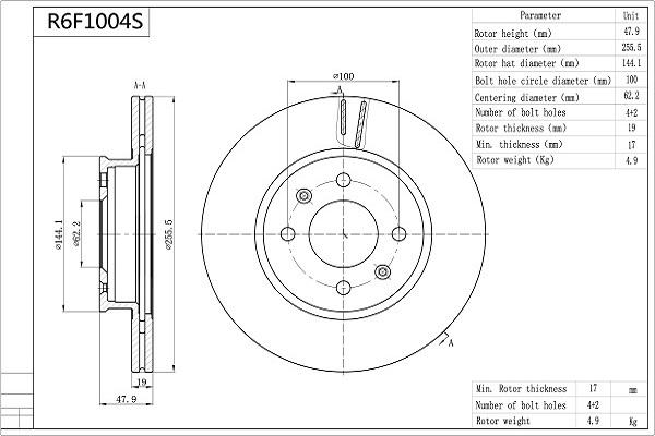 AISIN R6F1004S - Disque de frein cwaw.fr