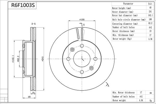 AISIN R6F1003S - Disque de frein cwaw.fr