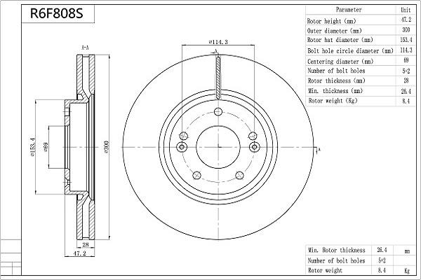 AISIN R6F808S - Disque de frein cwaw.fr