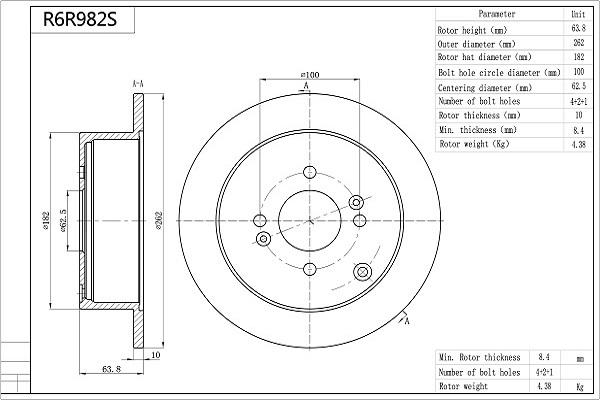 AISIN R6R982S - Disque de frein cwaw.fr