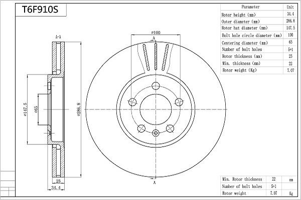 AISIN T6F910S - Disque de frein cwaw.fr