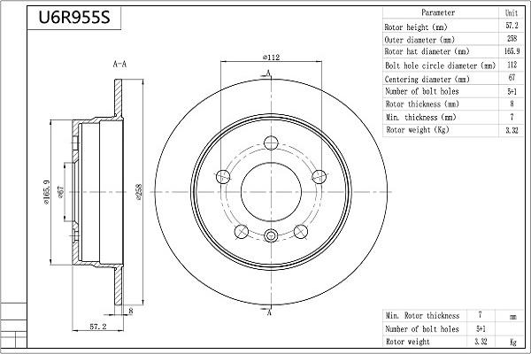 AISIN U6R955S - Disque de frein cwaw.fr