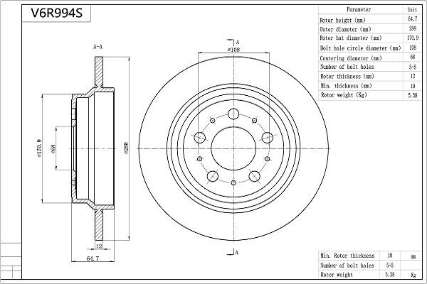 AISIN V6R994S - Disque de frein cwaw.fr