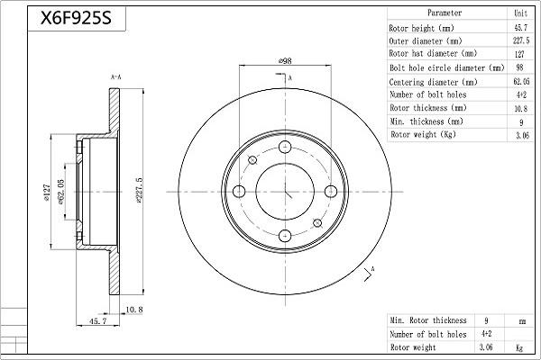 AISIN X6F925S - Disque de frein cwaw.fr