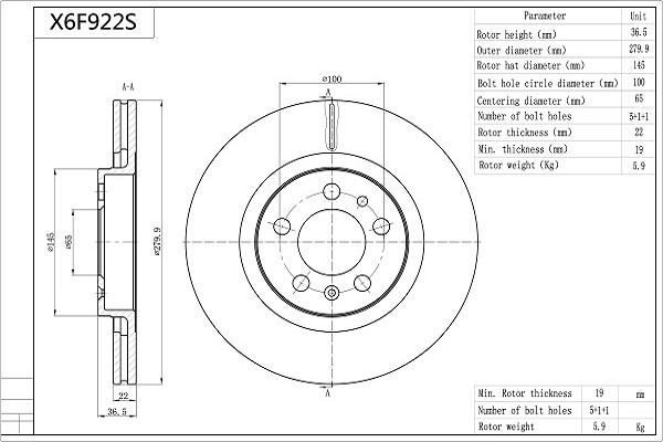 AISIN X6F922S - Disque de frein cwaw.fr